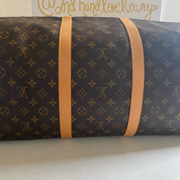 AUTHENTIC LOUIS VUITTON MONOGRAM KEEPALL BANDOLIER 60 WITH STRAP AND DUST BAG - Picture 5 of 15